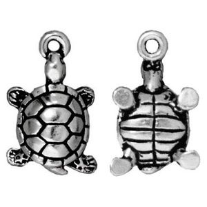 Lot of 5 TierraCast Turtle Charm Antiqued Silver Plated
